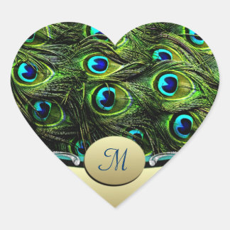 Sticker Cœur Phoques d'enveloppe Mariage à thème Peacock