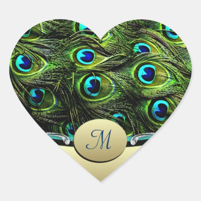 Sticker Cœur Phoques d'enveloppe Mariage à thème Peacock (Devant)
