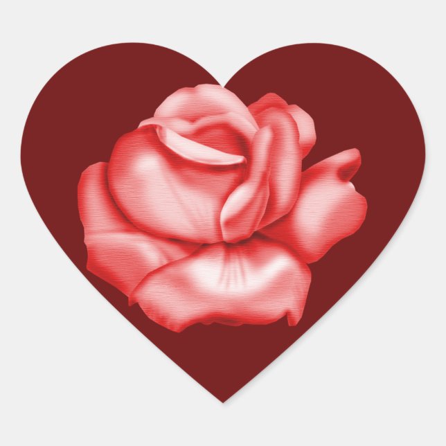 Sticker Cœur Phoques d'enveloppe "Red Rose Bloom" - noir rouge  (Devant)