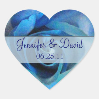Sticker Cœur Phoques d'enveloppe Rose bleu Mariage
