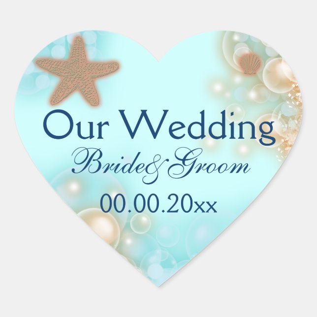 Sticker Cœur Phoques fiançailles mariage de tangerine bleue (Devant)