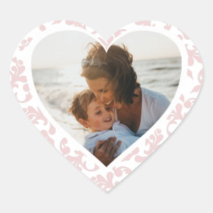 Sticker Cœur Photo de Heart Pink Rococo Fête des mères du Motif