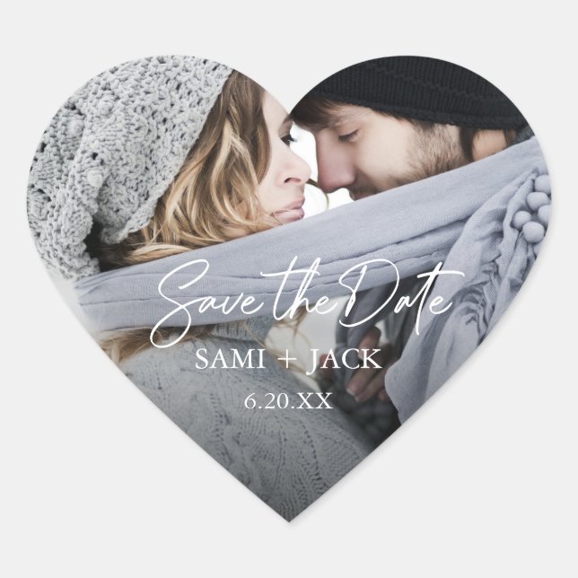 Sticker Cœur Photo Enregistrer la date Coeur=Sceau d'enveloppe  (Devant)