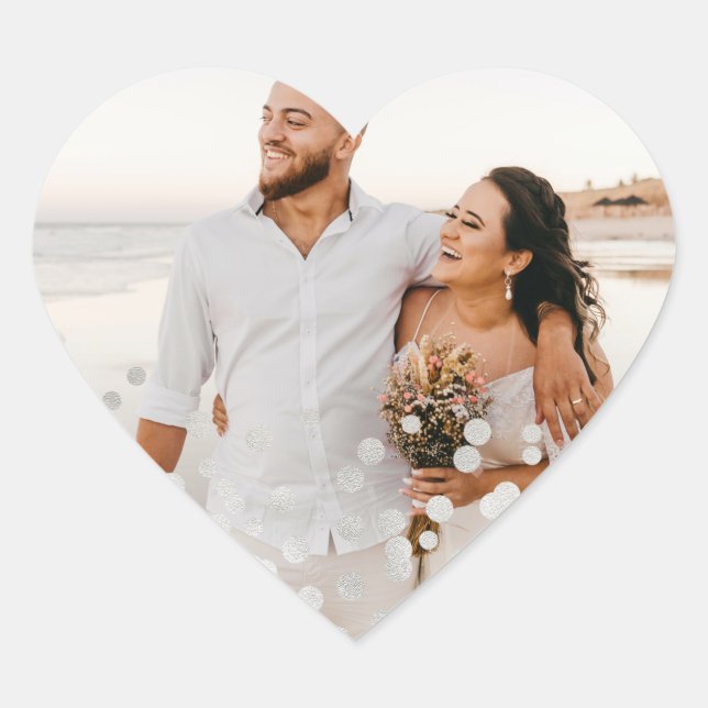 Sticker Cœur Photo Mariage Silver Foil Confetti (Devant)