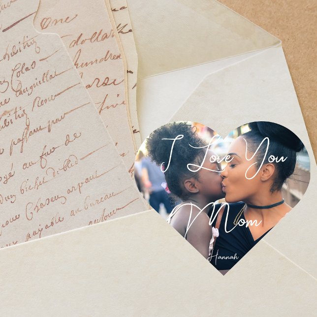 Sticker Cœur Photo Nom cadeau de la fête des mères sur stylish  (Créateur téléchargé)