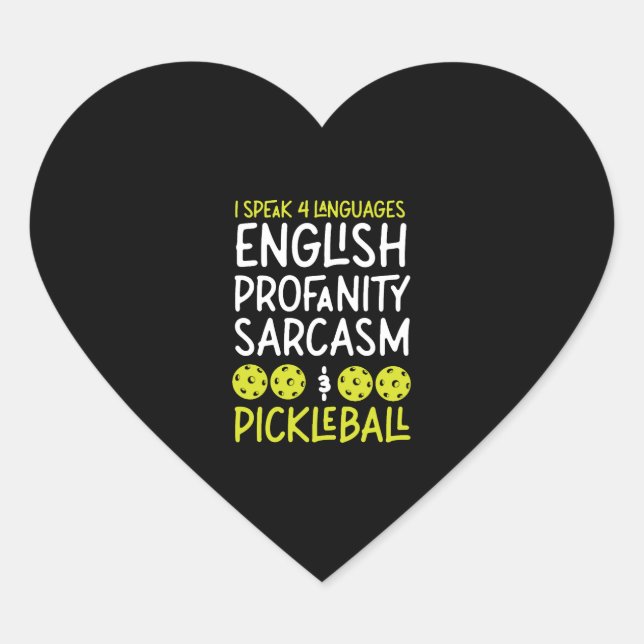 Sticker Cœur Pickleball I Speed 4 Langues (Devant)