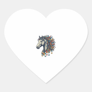 Sticker Cœur Pièce de puzzle de cheval coloré T-Shirt gravure v