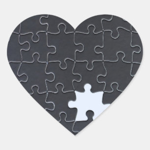 Sticker Cœur Pièce Jigsaw Puzzle manquante noir