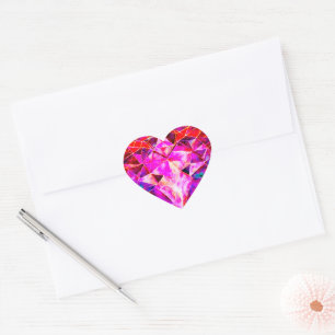 Sticker Cœur Pierre rouge et rose Gem Heart