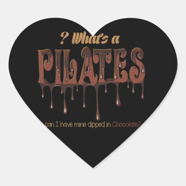 Sticker Cœur Pilates amusants trempés dans du chocolat (Devant)