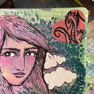 Sticker Cœur Pink Dragon Art dragons mignons design geek fille