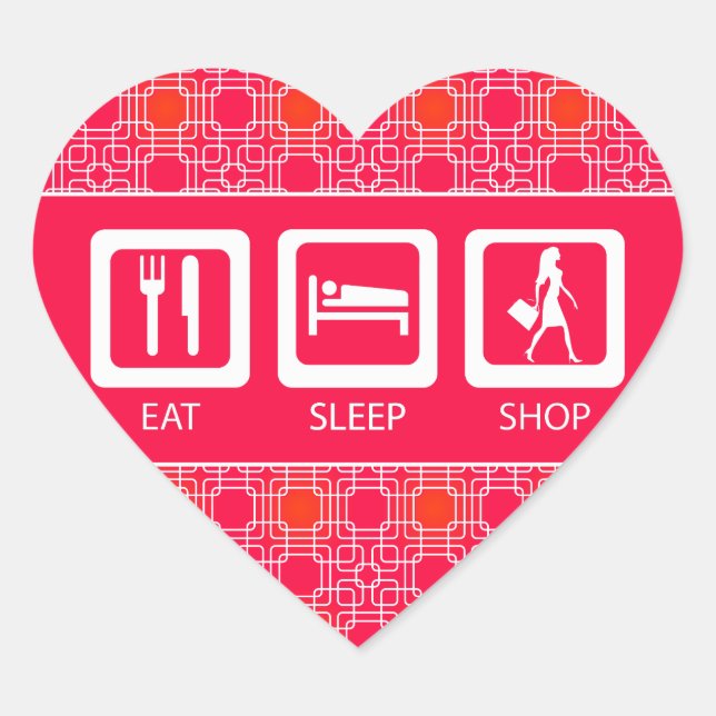 Sticker Cœur Pink Funny Shopaholic Eat Sleep Shop Award (Devant)