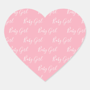 Sticker Cœur Pink Girly Script Baby Girl