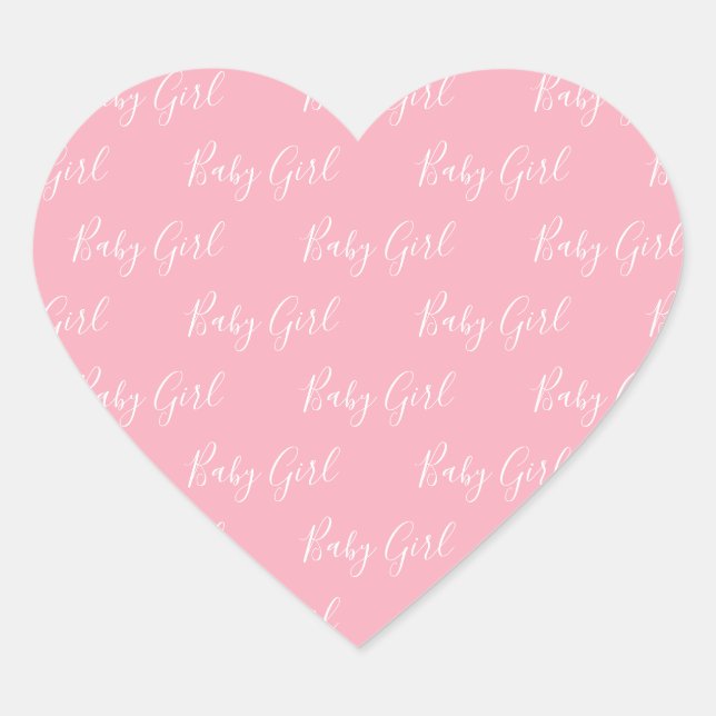 Sticker Cœur Pink Girly Script Baby Girl (Devant)