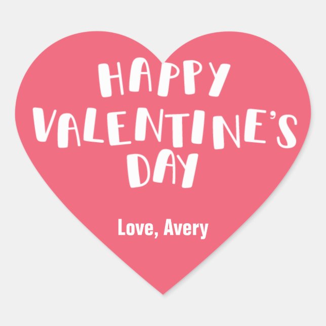Sticker Cœur Pink Happy Valentine Day (Devant)