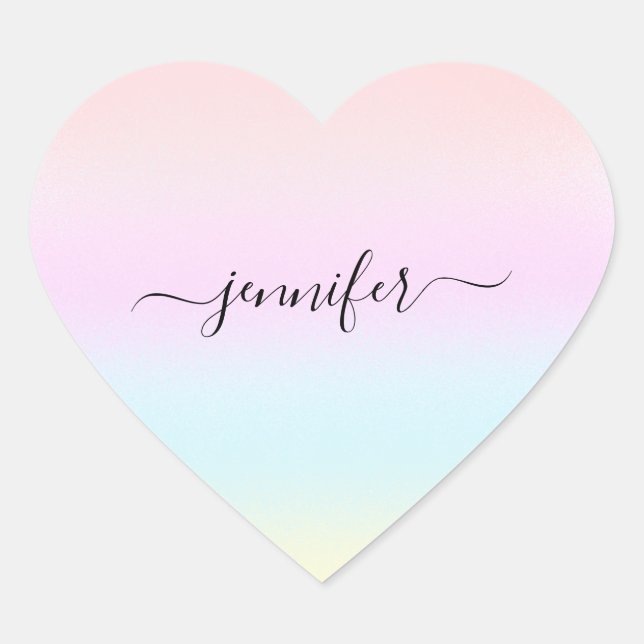 Sticker Cœur Pink Heart Minimalism Nom Maridal Ombre Pastels (Devant)