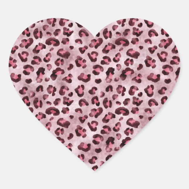Sticker Cœur Pink Leopard Print Artistic Wild Cat Fur Texture (Devant)