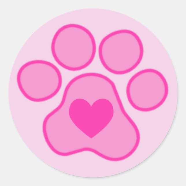 Sticker Coeur Pink Puppy Paws (Devant)