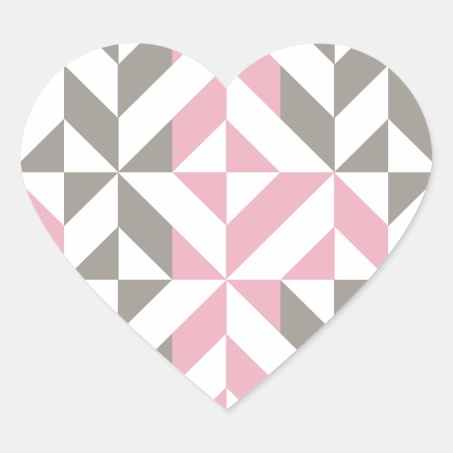 Sticker Cœur Pink Raspberry and Silver Geometric ZigZag (Devant)
