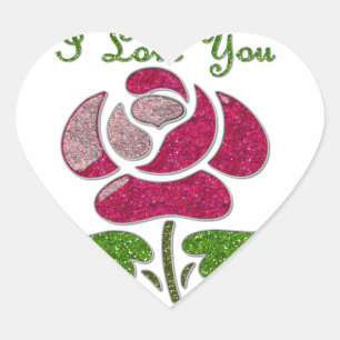 Sticker Cœur Pink Stencil Rose I Love You