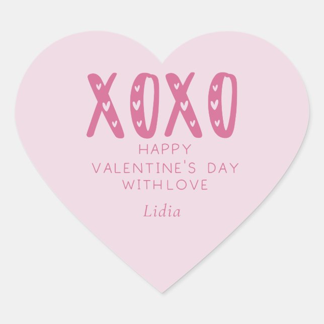 Sticker Cœur Pink XOXO, Saint Valentin (Devant)
