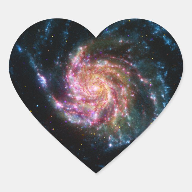 Sticker Cœur Pinwheel Galaxy Espace Spiral (Devant)