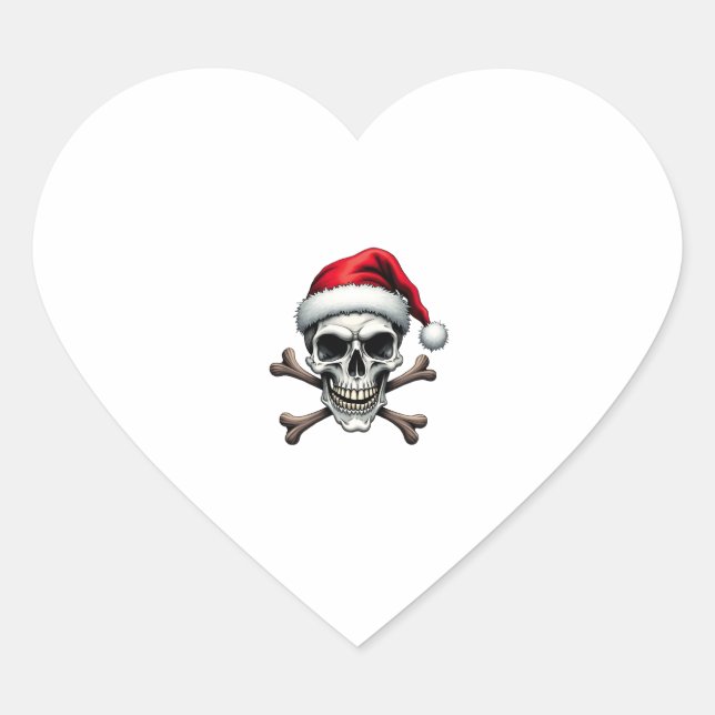 Sticker Cœur Pirate Christmas Skull & Crossbones Santa Hat. Got (Devant)