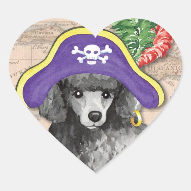 Sticker Cœur Pirate de caniche miniature (Devant)