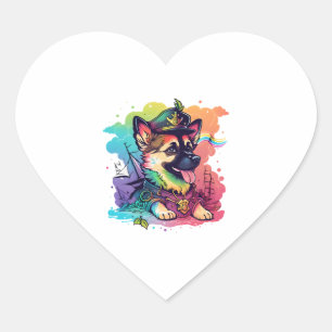 Sticker Cœur Pirate de chien berger allemand