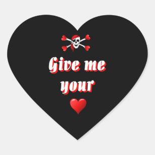 Sticker Cœur Pirate romantique et Vaentines aiment les coeurs