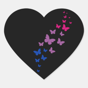 Sticker Cœur Piste du Papillon de la Fierté Bisexuelle