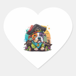Sticker Cœur Pit Bull Dog Pirate
