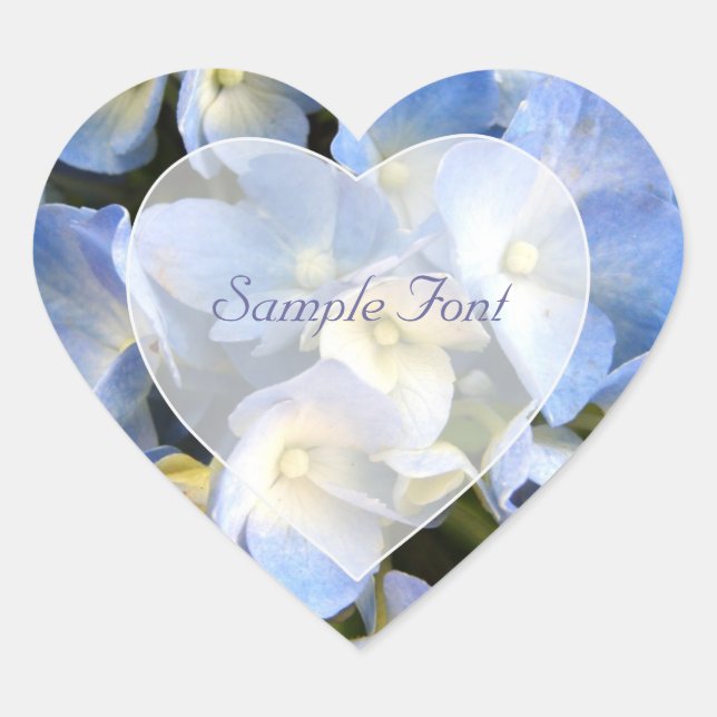 Sticker Cœur PixDezine hortensia bleu/couleur de fond DIY (Devant)