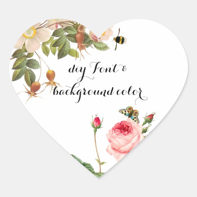 Sticker Cœur PixDezine roses roses vintages/redoute (Devant)