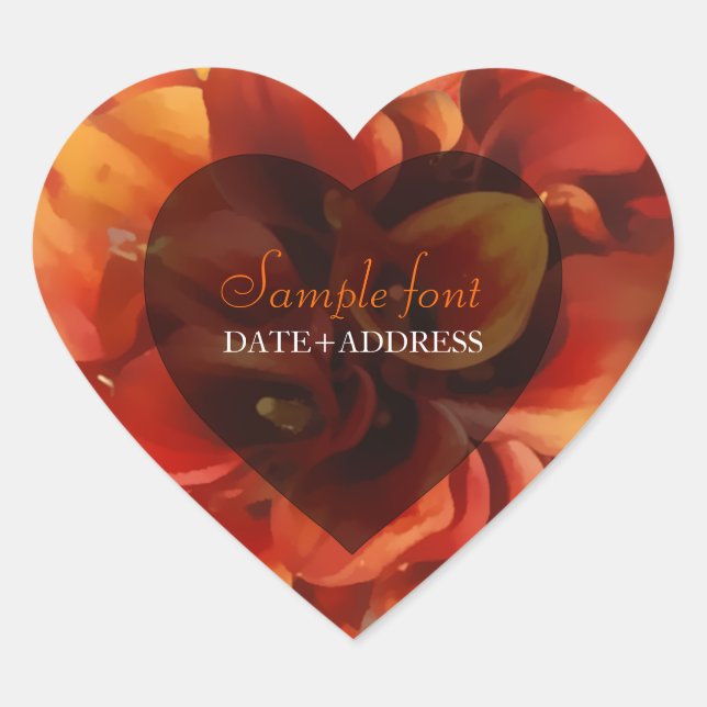 Sticker Cœur PixDezines couleur orange calla/do-it-yourself arr (Devant)