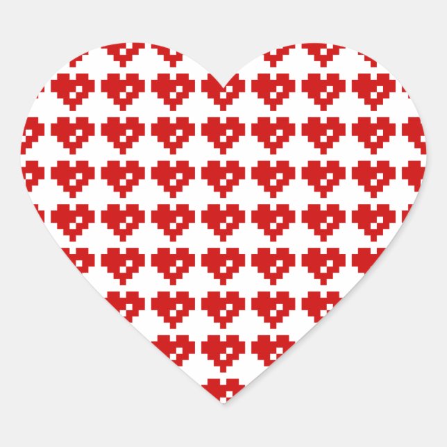 Sticker Cœur Pixel Coeur 8 bits Amour (Devant)