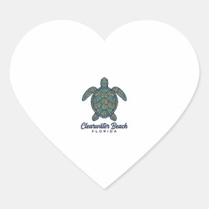 Sticker Cœur Plage de Clearwater Floride Tortue de mer Concepti