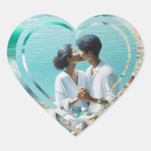 Sticker Cœur Plage de coeur photo personnalisée