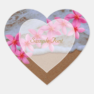 Sticker Cœur Plage PixDezine+plumeria rose