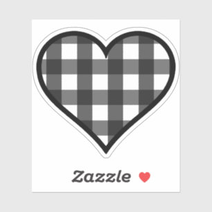 Sticker Coeur plaid de Buffalo noir et blanc