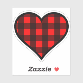 Sticker Coeur plaid de buffle rouge et noir