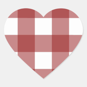 Sticker Cœur Plaid rouge et blanc
