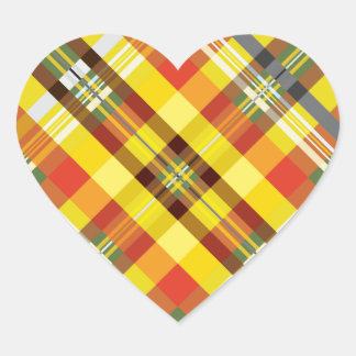Sticker Cœur Plaid / Tartan - Tournesol -