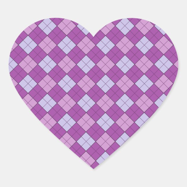 Sticker Cœur Plaid violet (Devant)