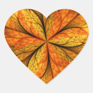 Sticker Cœur Plante d'automne, art abstrait fractal feuille mod