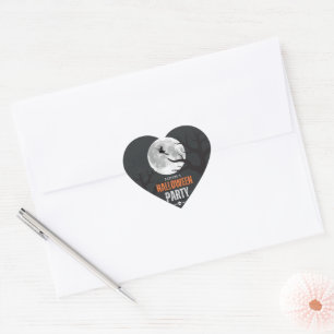 Sticker Cœur Pleine lune d'Halloween noire et orange