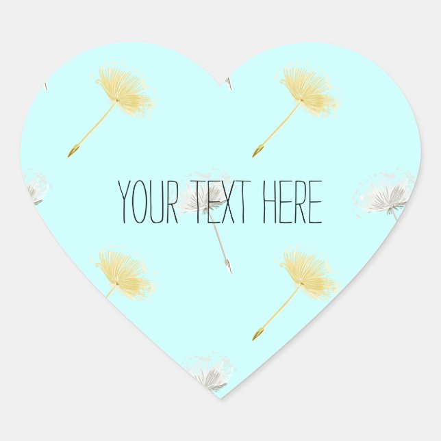 Sticker Cœur Plumes bleues Fleurs de Dandelion (Devant)