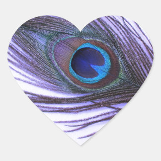 Sticker Cœur Plumes de paon violet