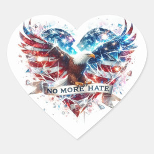 Sticker Cœur Plus de haine Aigle patriotique et cœur brisé