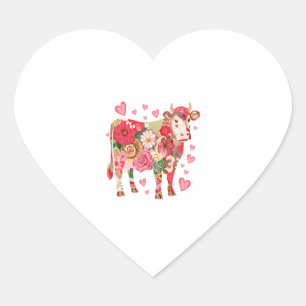 Sticker Cœur Png Vache Florale, Png Design Vache Cute